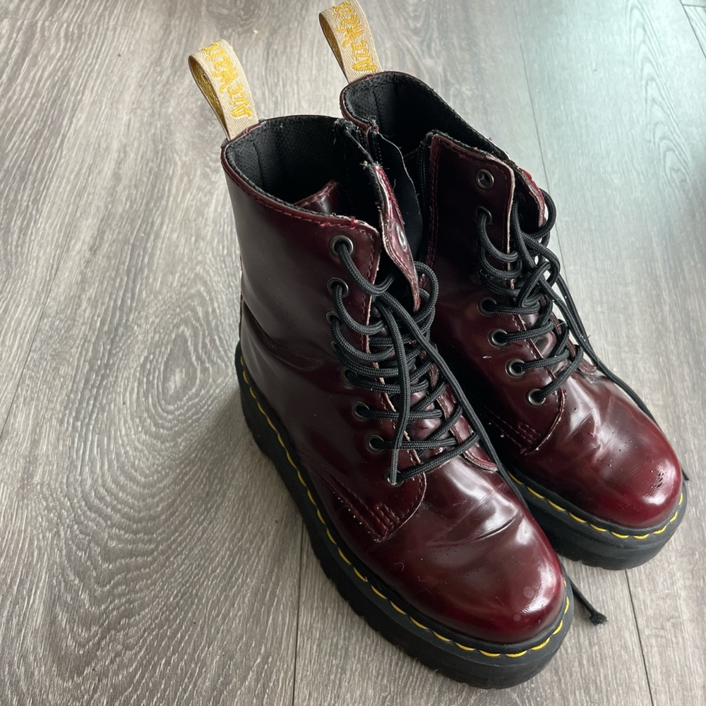 Dr. Martens maroon platform boots